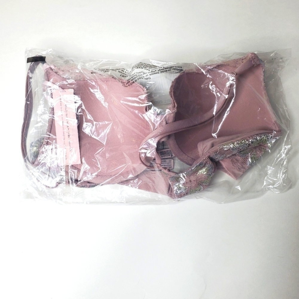 VICTORIA'S SECRET mauve shimmer lace push-Up perfect shape bra size 34B - Picture 6 of 6